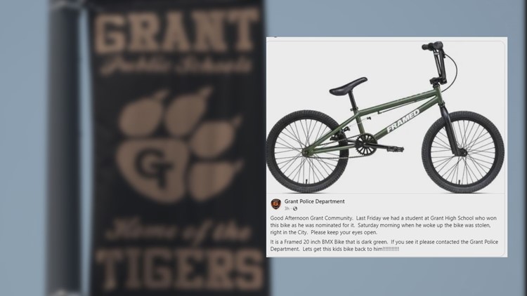 'THANK YOU': Grant high schooler grateful for community help in returning stolen bike