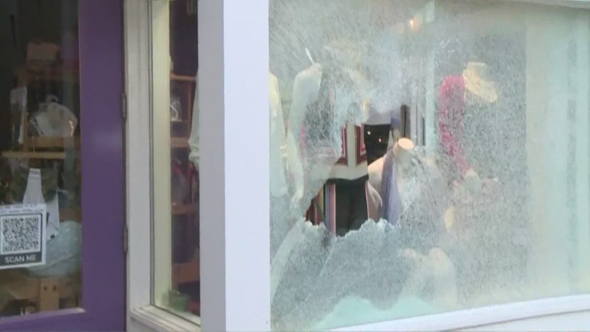 A look at the damage following unrest in downtown Kalamazoo Monday evening