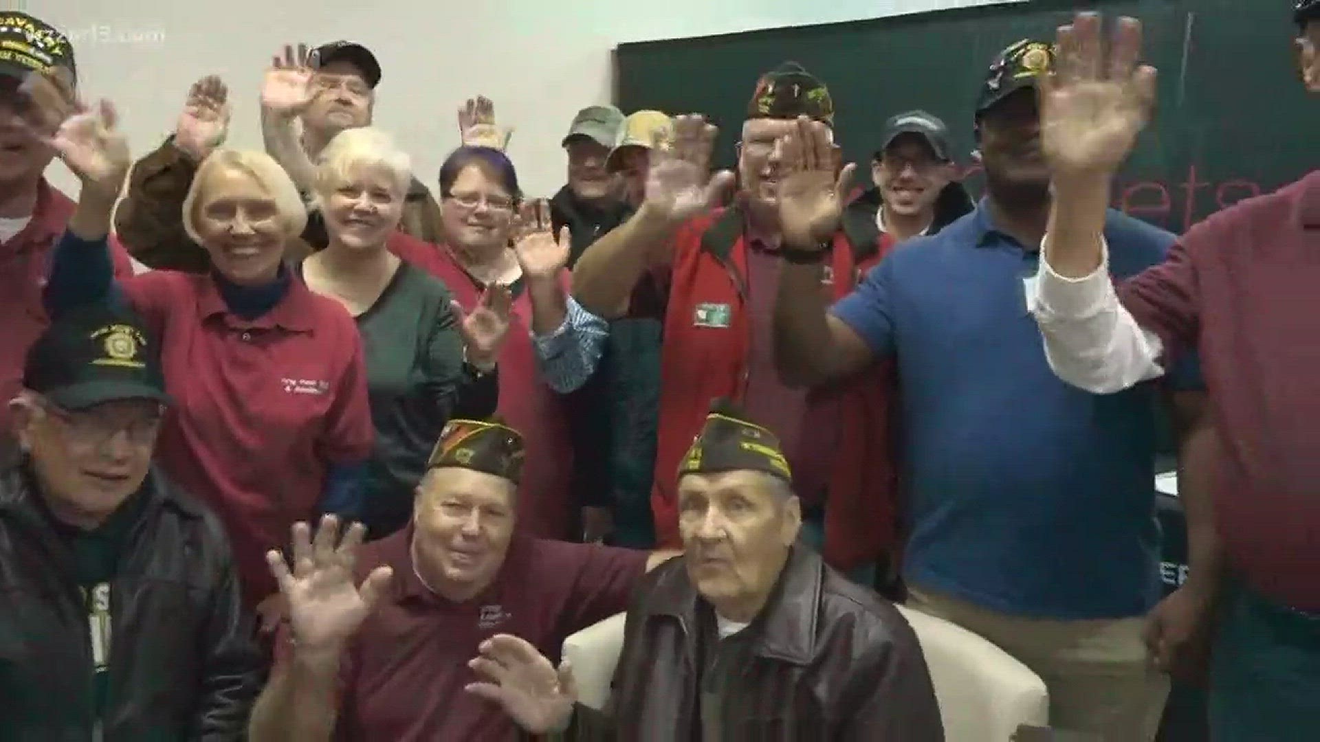 Yesterday was Veteran's Day...an opportunity to show gratitude to those who served our country in the military...here's a special morning greeting for you from a group of veteran's gathered for a recognition ceremony in Byron Center in partnership with the VFW Post 702 and auxiliary.