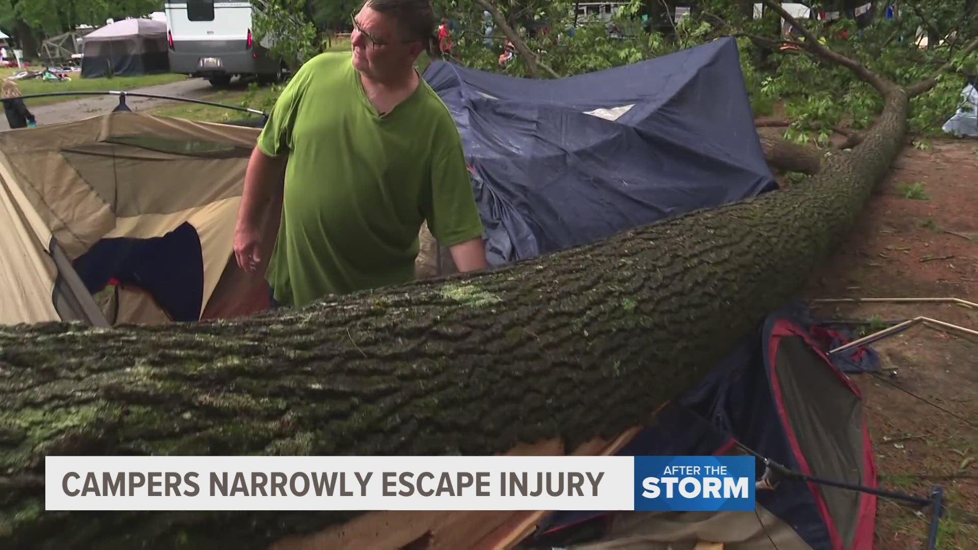 Some campers staying at a Muskegon area campsite were enjoying their stay for a family reunion. Then a severe storm struck. Meteorologist Sam Jacques has this story.