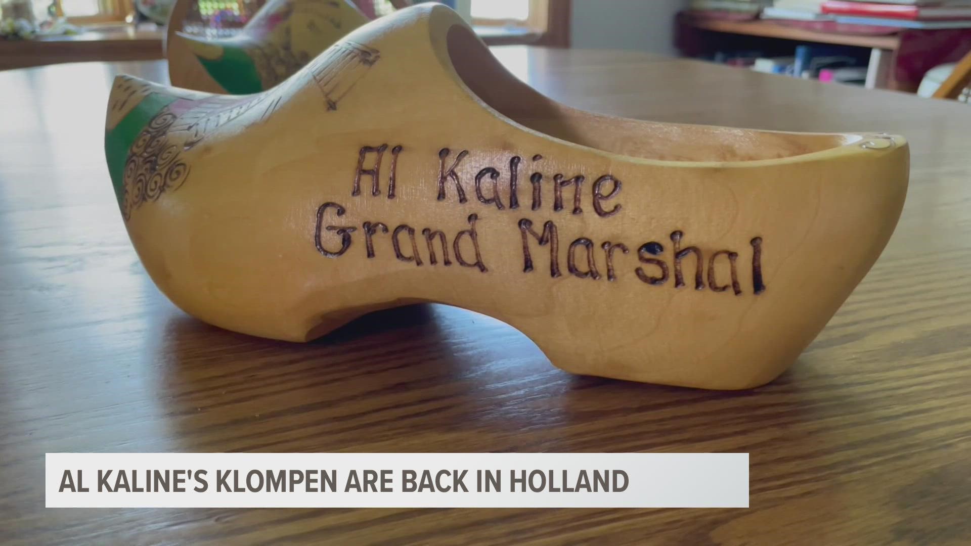 Karl Dykstra scored the shoes in an online auction for less than $400. The shoes will be placed in the Holland Museum for next year's Tulip Time.