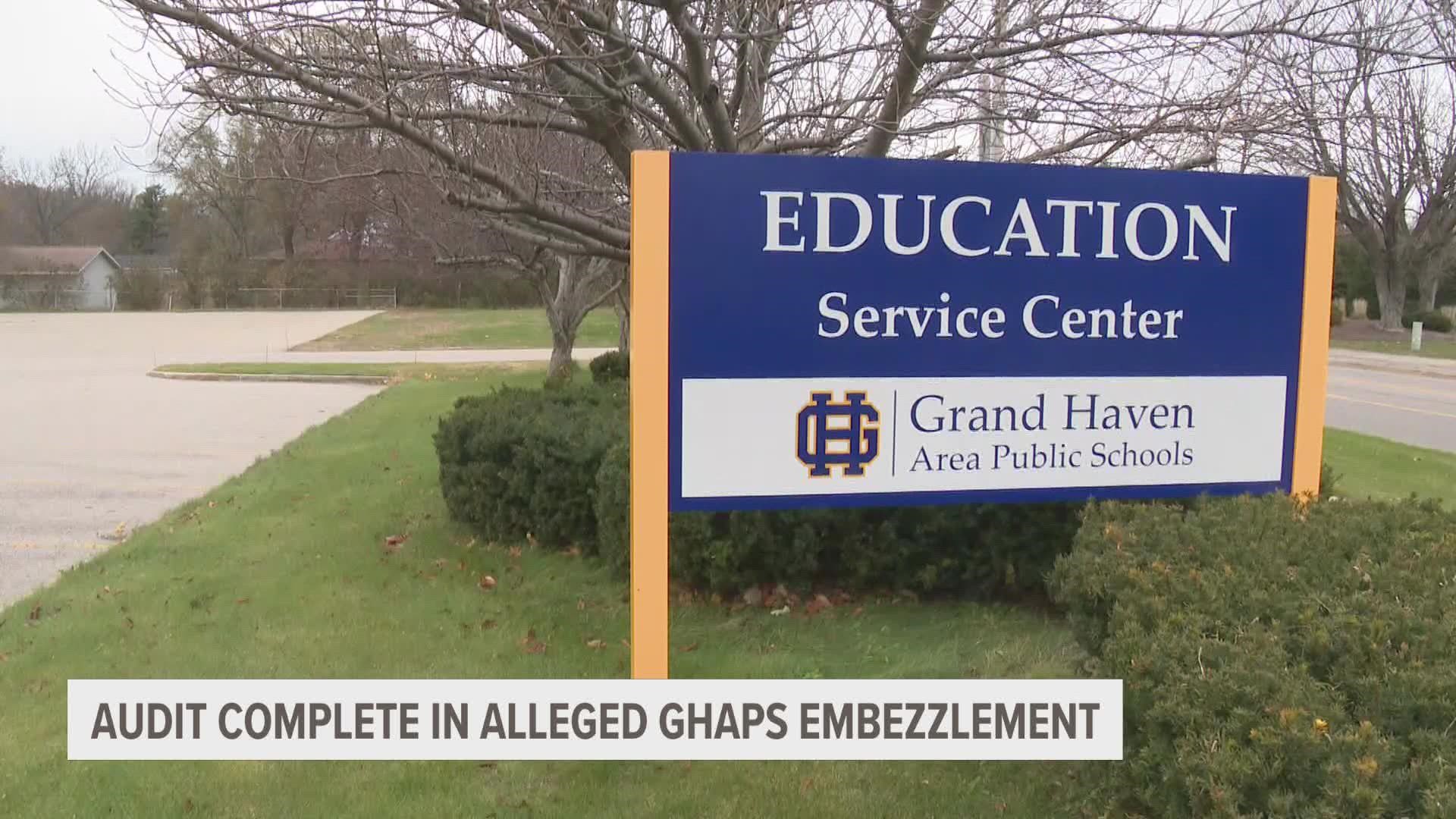 A forensic audit showed that the former assistant superintendent of Grand Haven Area Public Schools acted alone in the embezzlement.