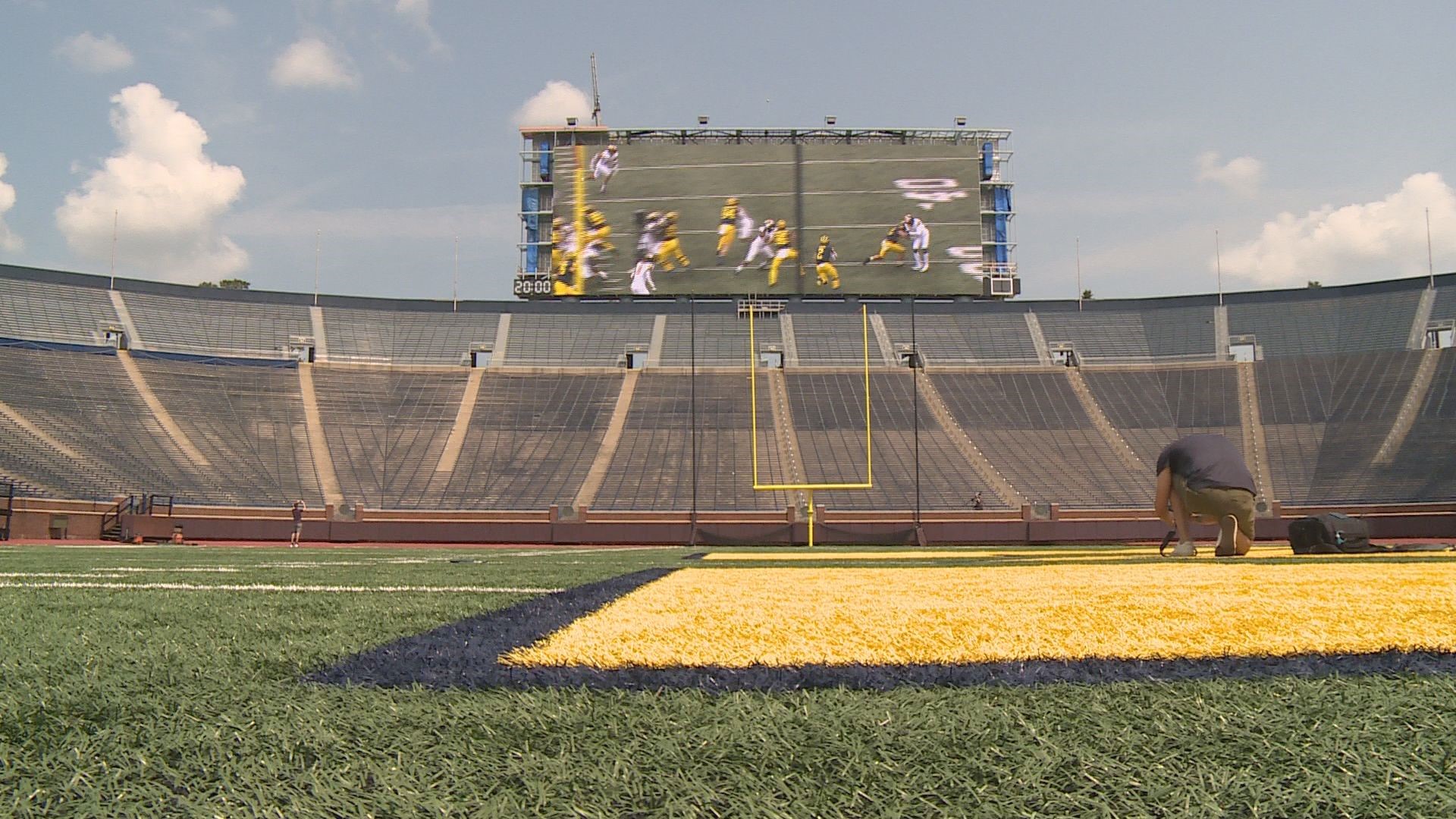 The jumbotrons are 179 feet wide and 62 feet high. That's an 120 percent increase from the old scoreboards.