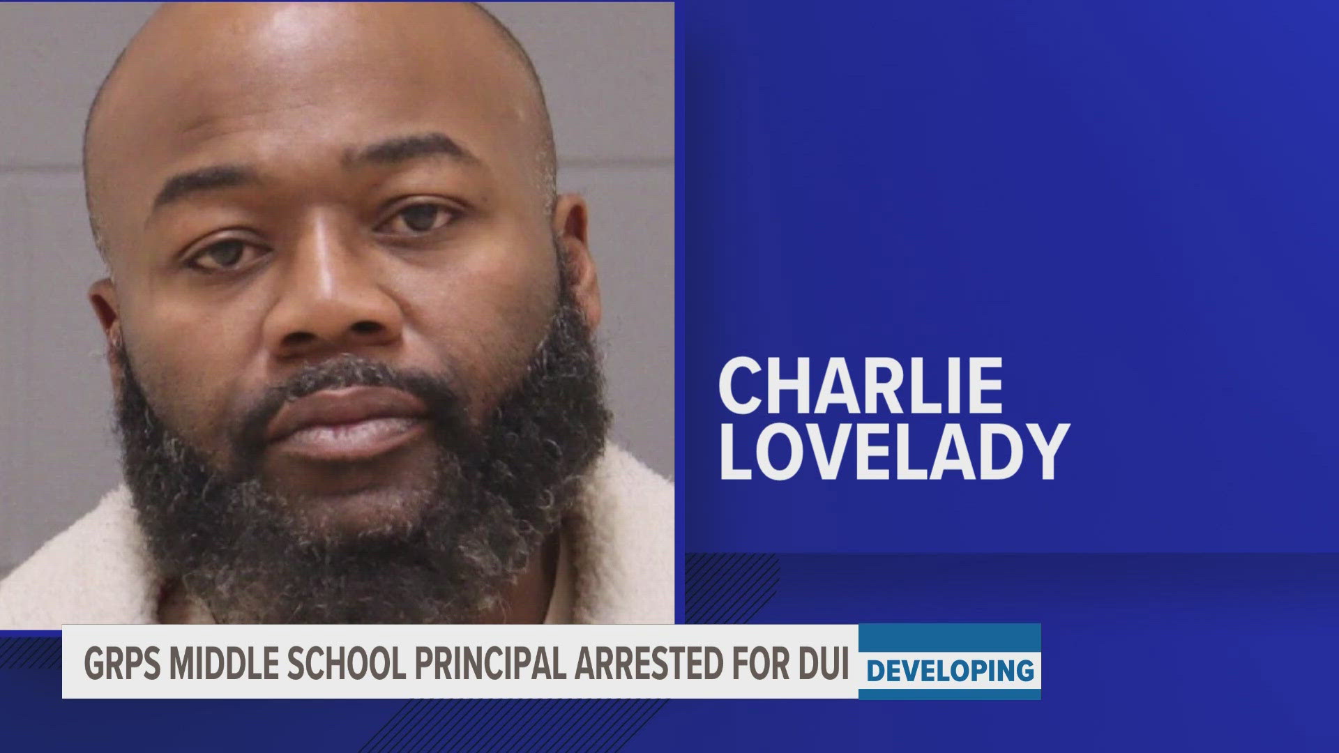 Alger Middle School Principal Charlie Lovelady was arrested on a DUI charge last week.