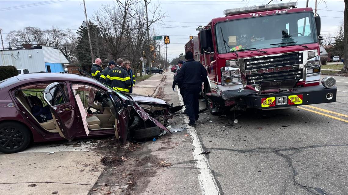 Fire Truck Crashes Into Car