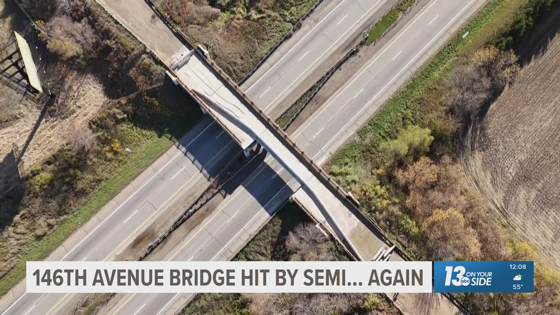 146th Avenue bridge hit by semi again | wzzm13.com