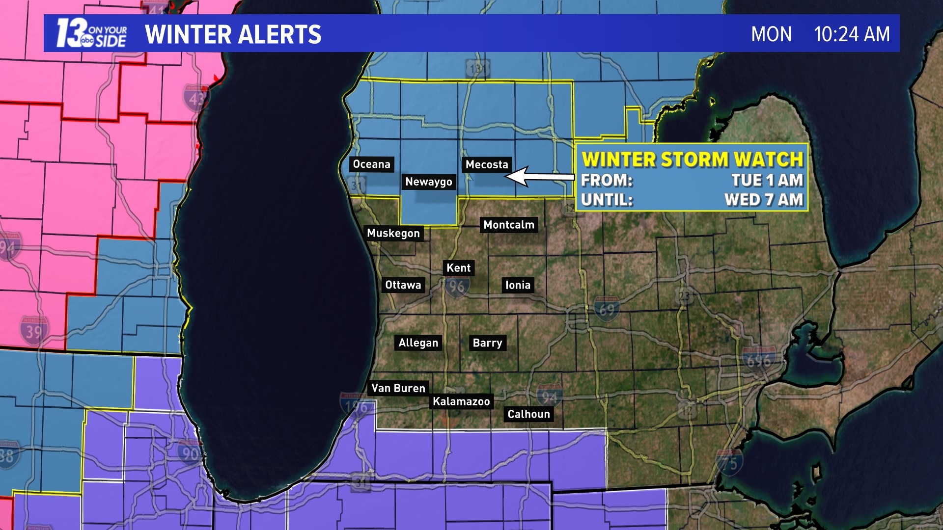 Winter Storm Tracker | Timeline Of Snow Expected In Michigan | Wzzm13.com