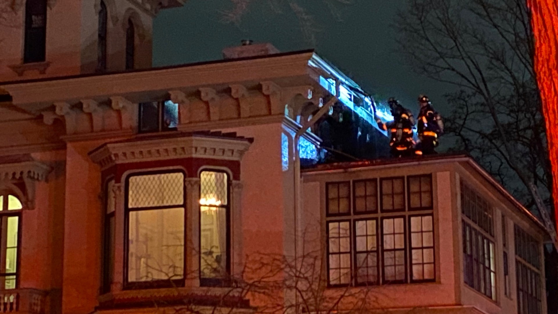 A historic Heritage Hill manor converted into apartments caught fire Thursday evening.