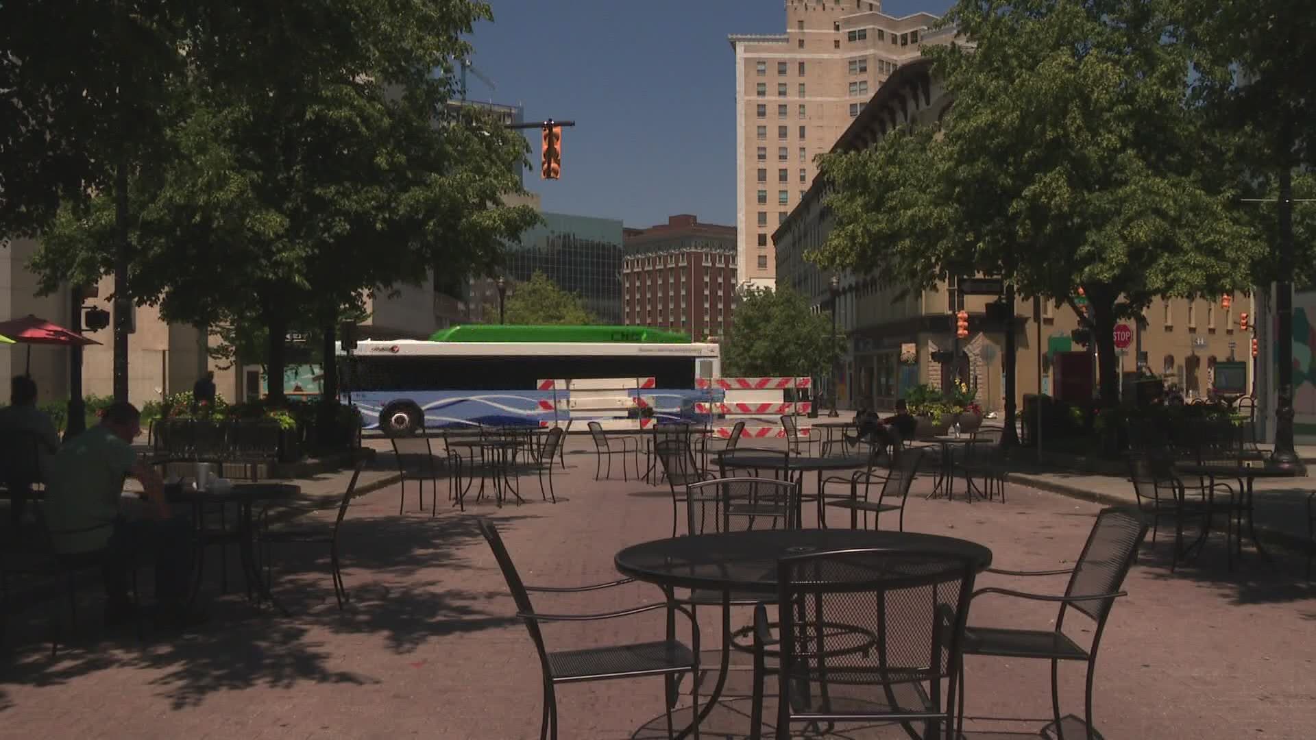 Grand Rapids' social zone project is completely funded by Downtown Grand Rapids, Inc. and any local businesses can use the areas -- free of charge.