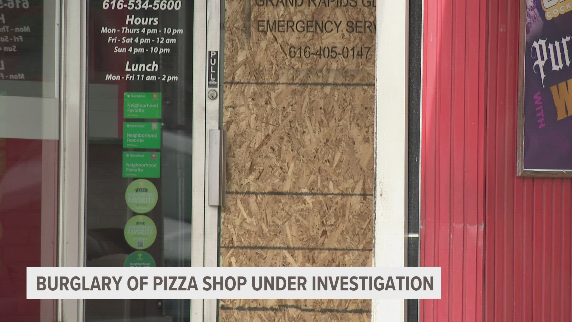 An employee said the break-in happened around 5 a.m. Staff believe the suspect threw a brick through the door to get into the pizza place.