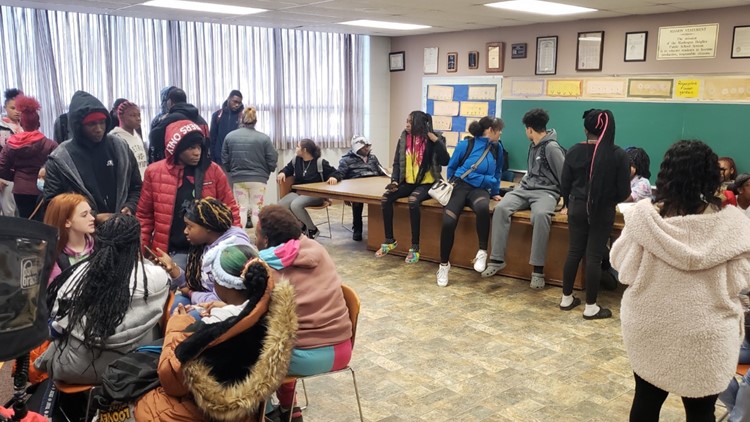High School students in Muskegon Heights walkout of class to attend board meeting