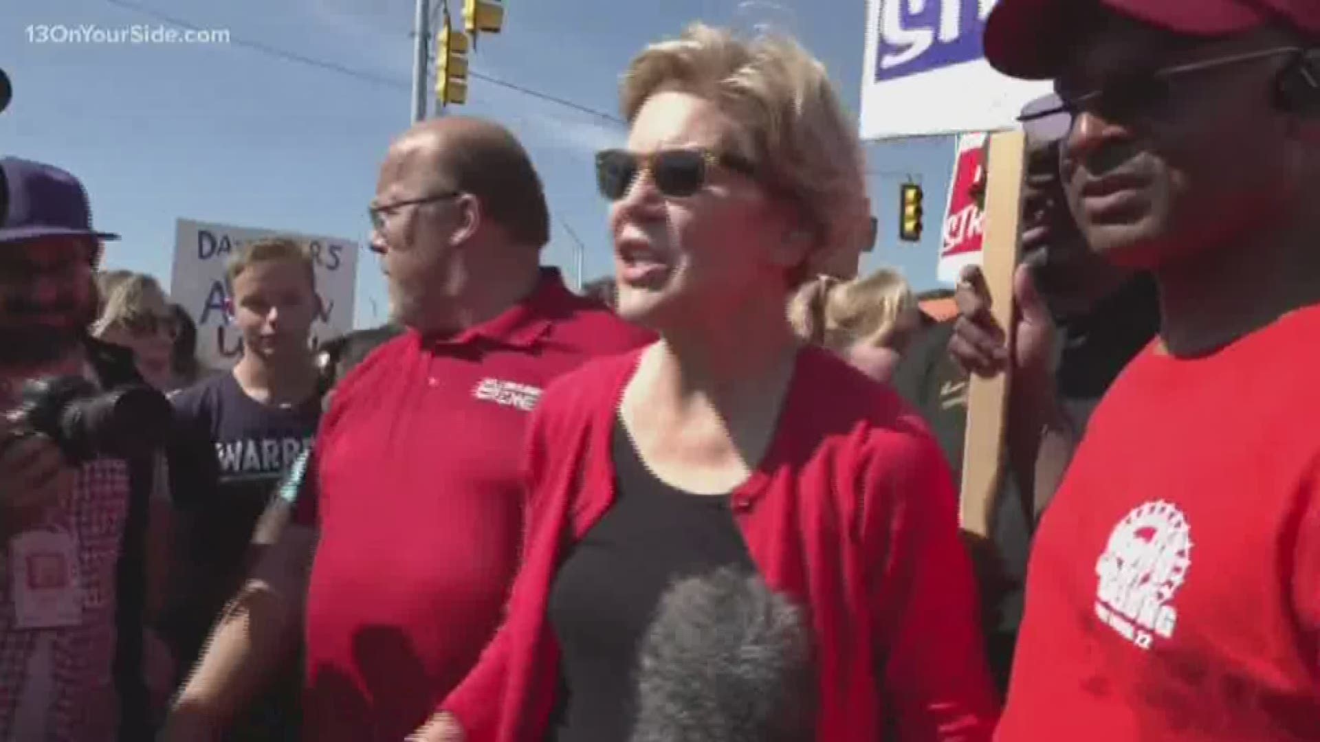 The UAW strike against GM continues into day eight. Presidential candidate Elizabeth Warren visited the striking workers on Sunday at the GM Detroit-Hamtramck plant.