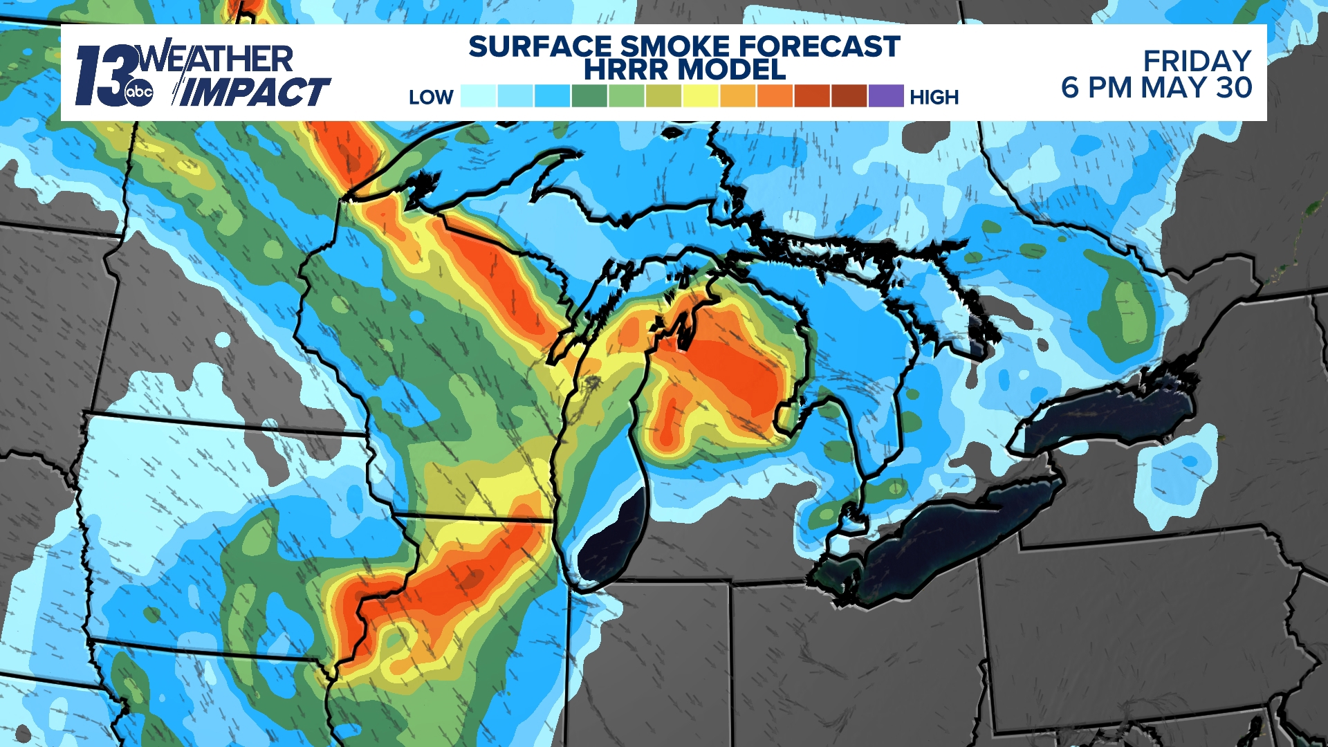 HRRR Forecast Model - Surface Smoke