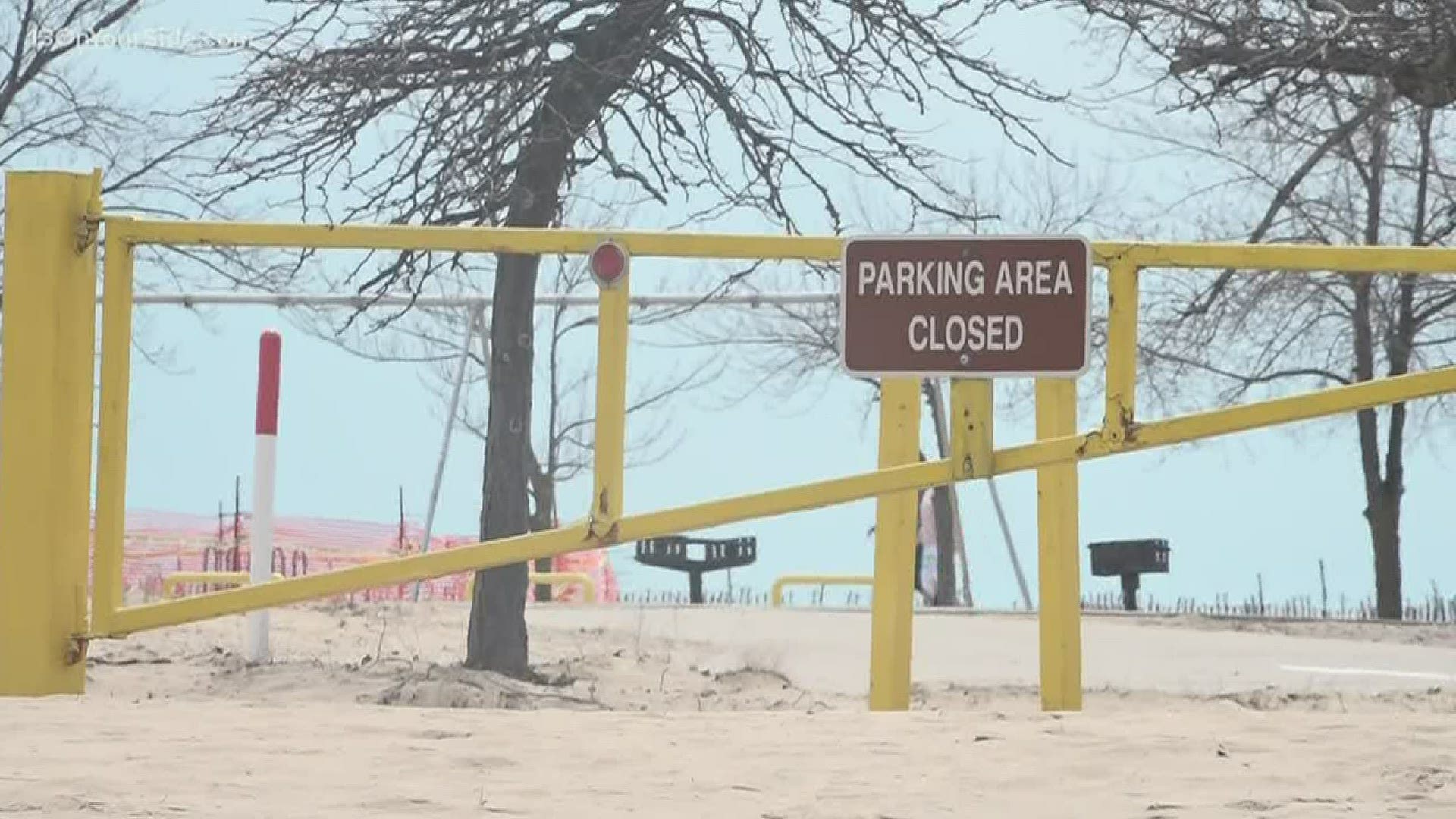 The city closed the parking lots on Sunday, May 3 to keep crowds from gathering on the beach.
