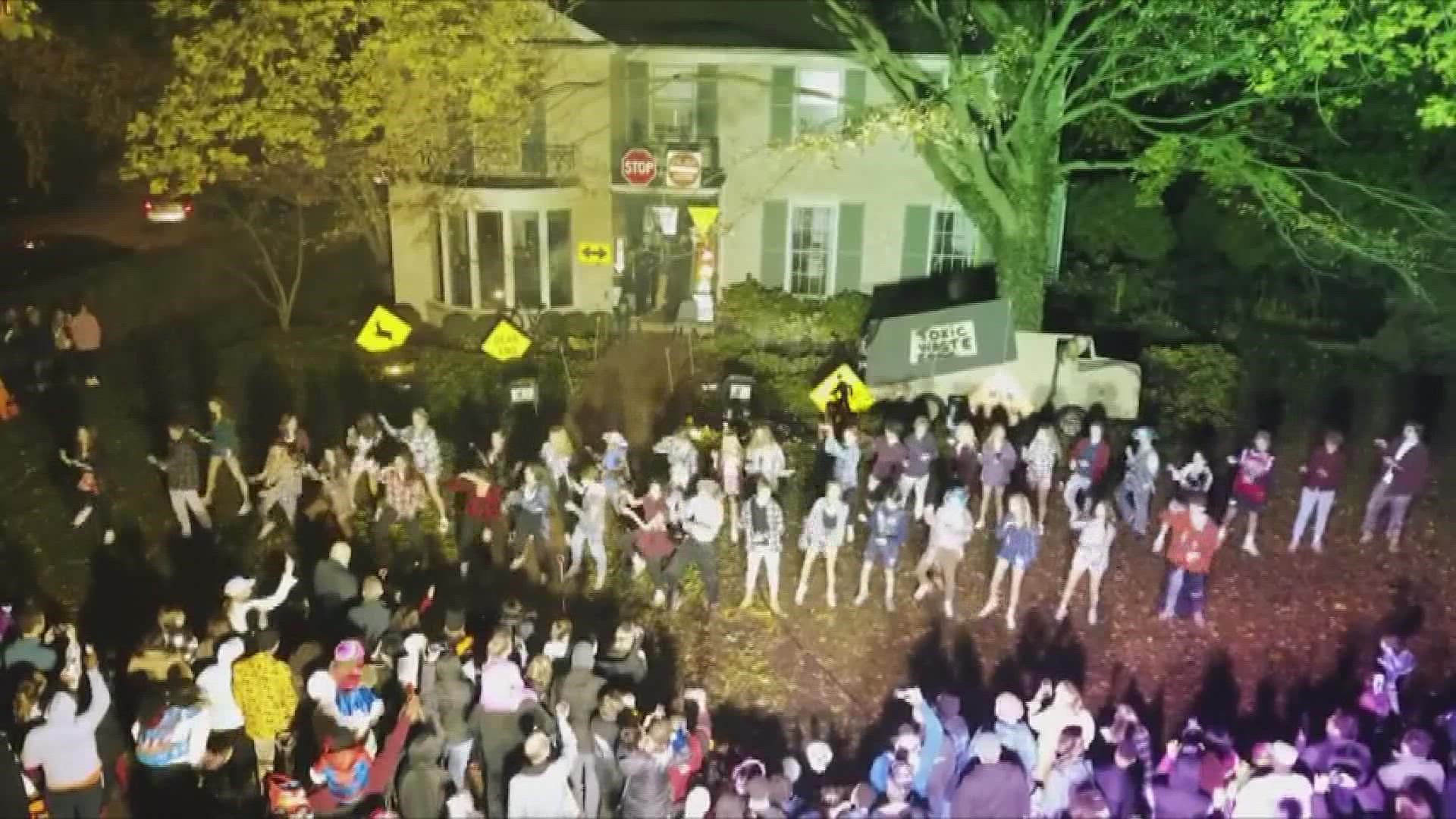 Students in East Grand Rapids pull off Halloween flash mob.