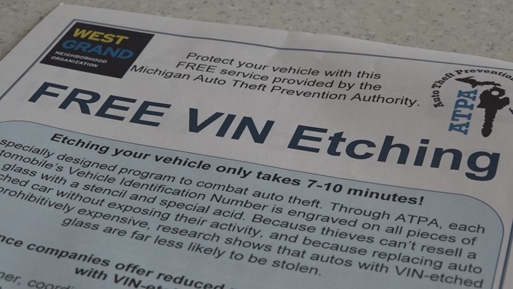 As car thefts rise in West Michigan, free VIN etching may save your vehicle