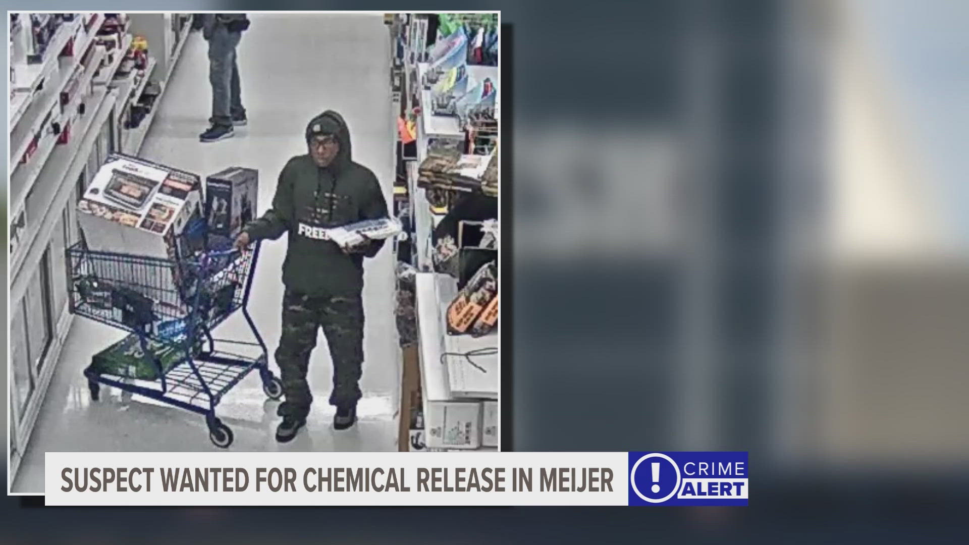 When officers arrived at the Meijer on Tuesday, a "small gaseous cloud" that reportedly smelled like chlorine was spotted in the store.