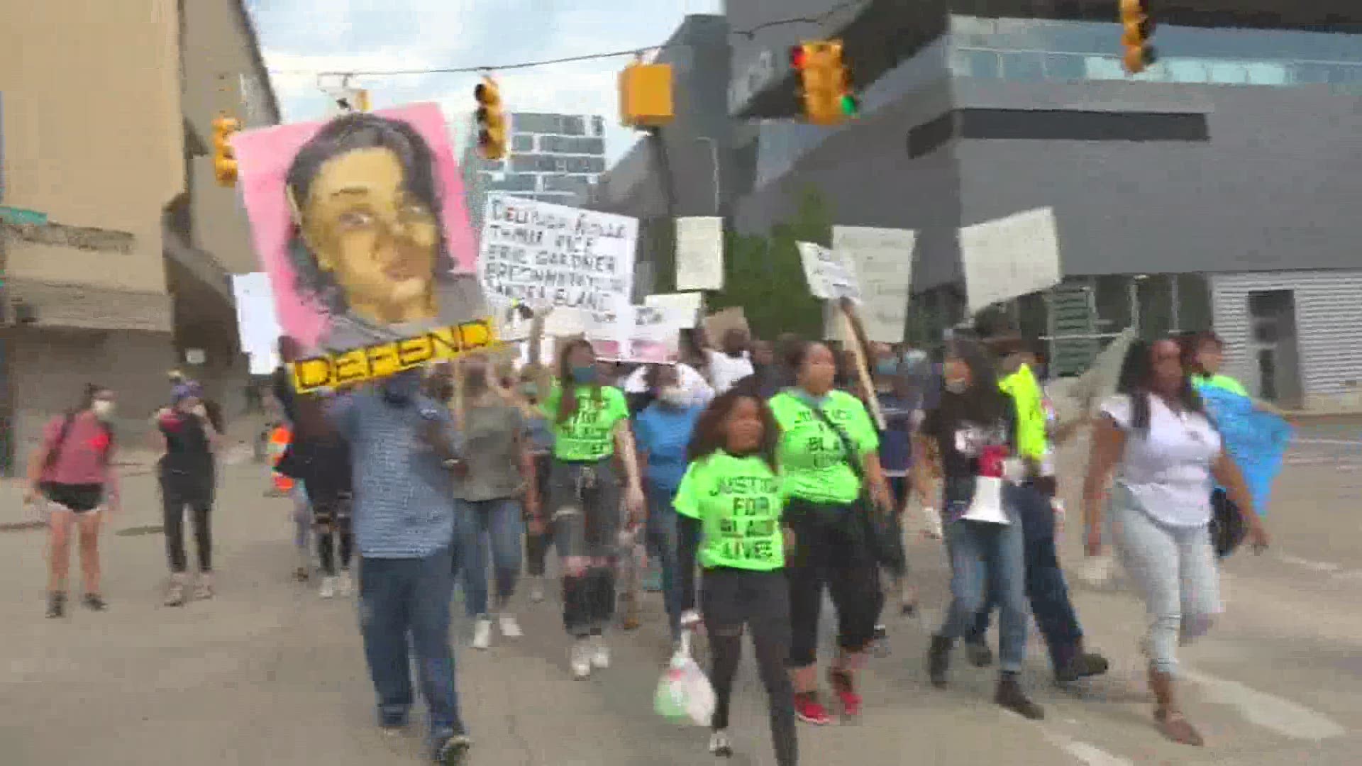 The march started at Rosa Parks Circle.