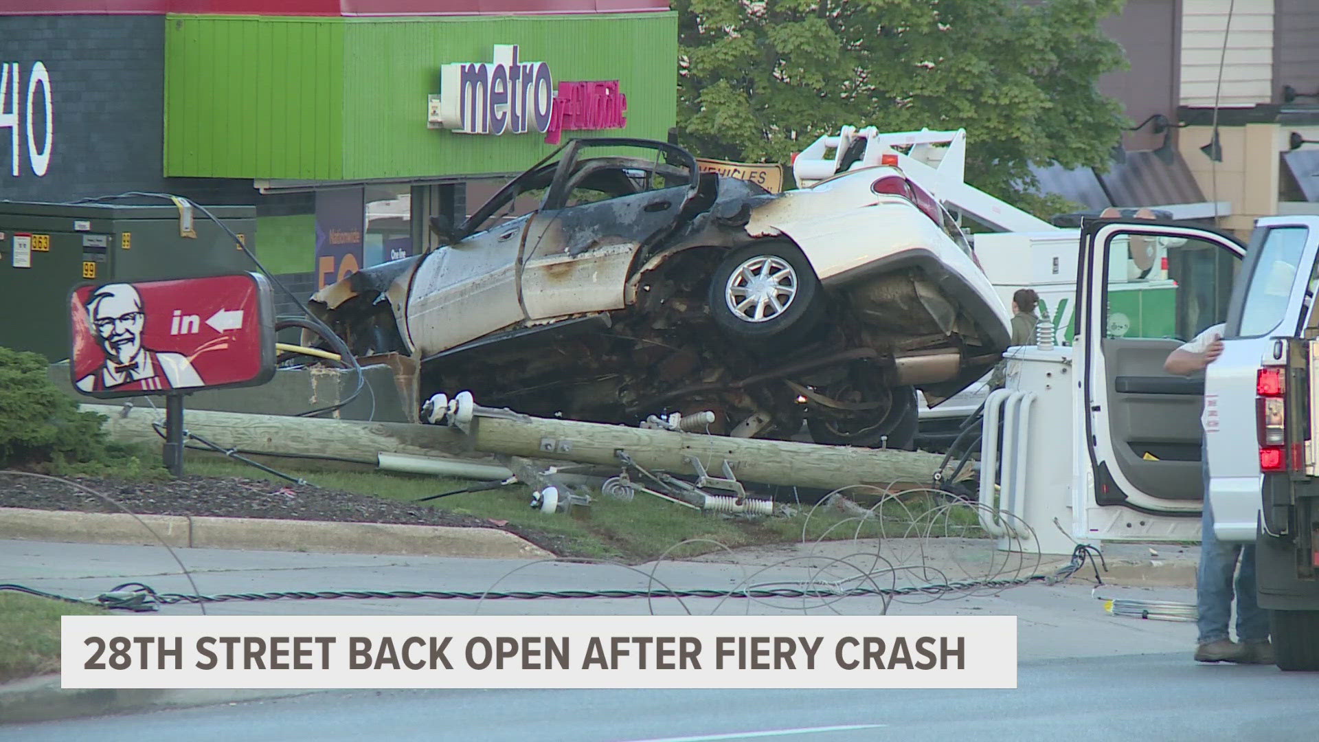 The crash shut down 28th Street in Wyoming for much of Sunday morning.