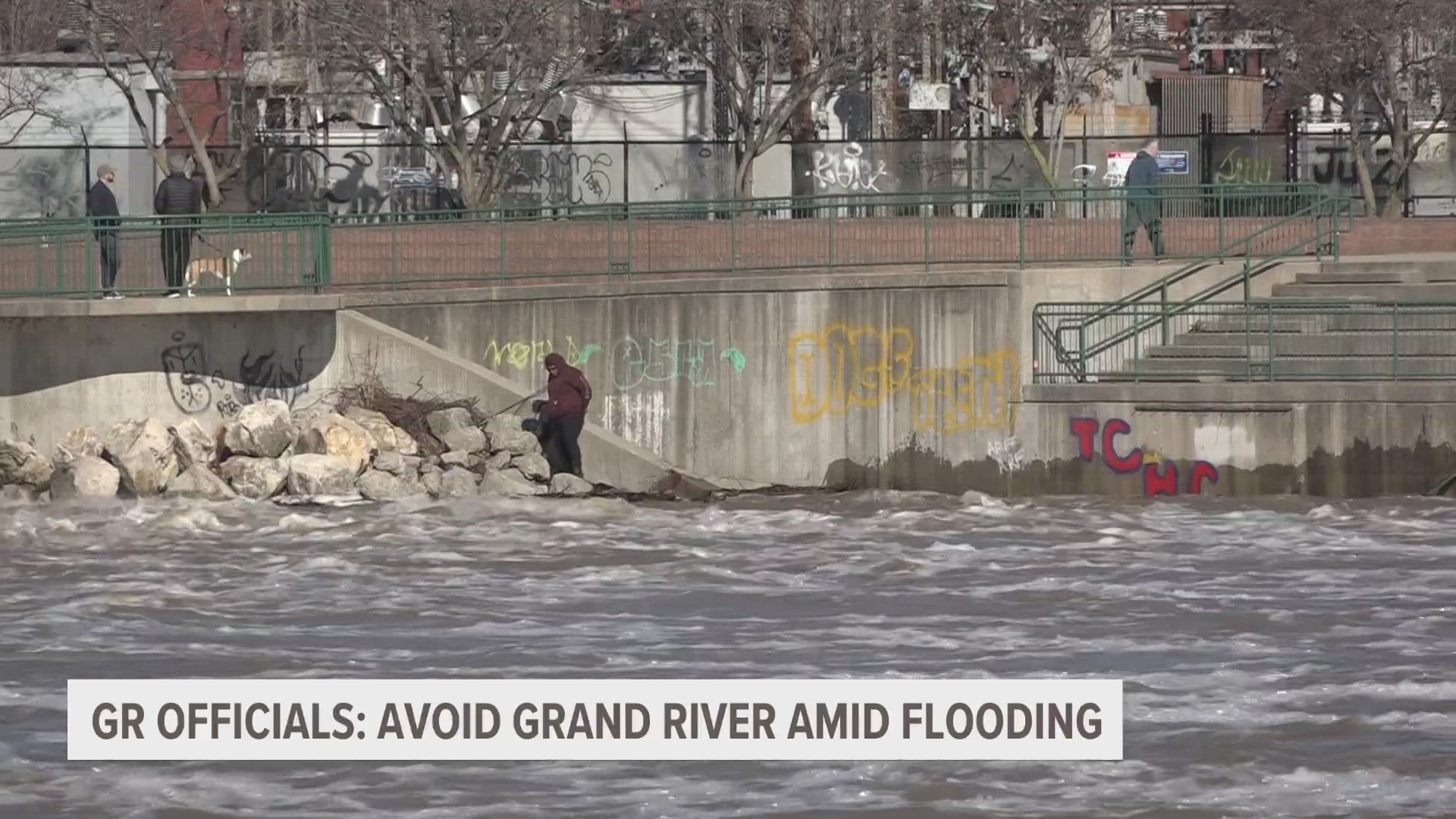 West Michiganders are urged to avoid floodwaters following Wednesday's storms. The Grand River is expected to peak on Saturday.