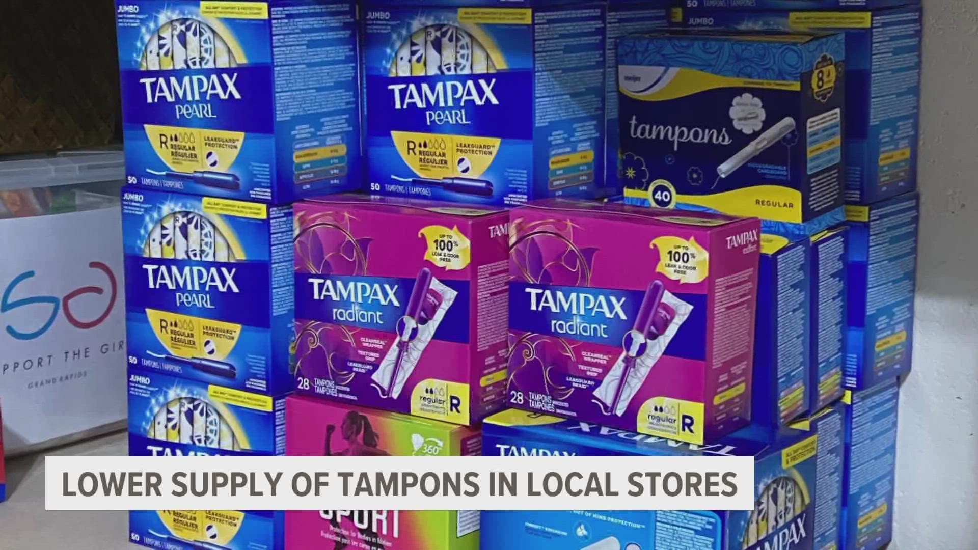 The lack of feminine products is seen in stores across the country, and it's becoming apparent in West Michigan stores, too.