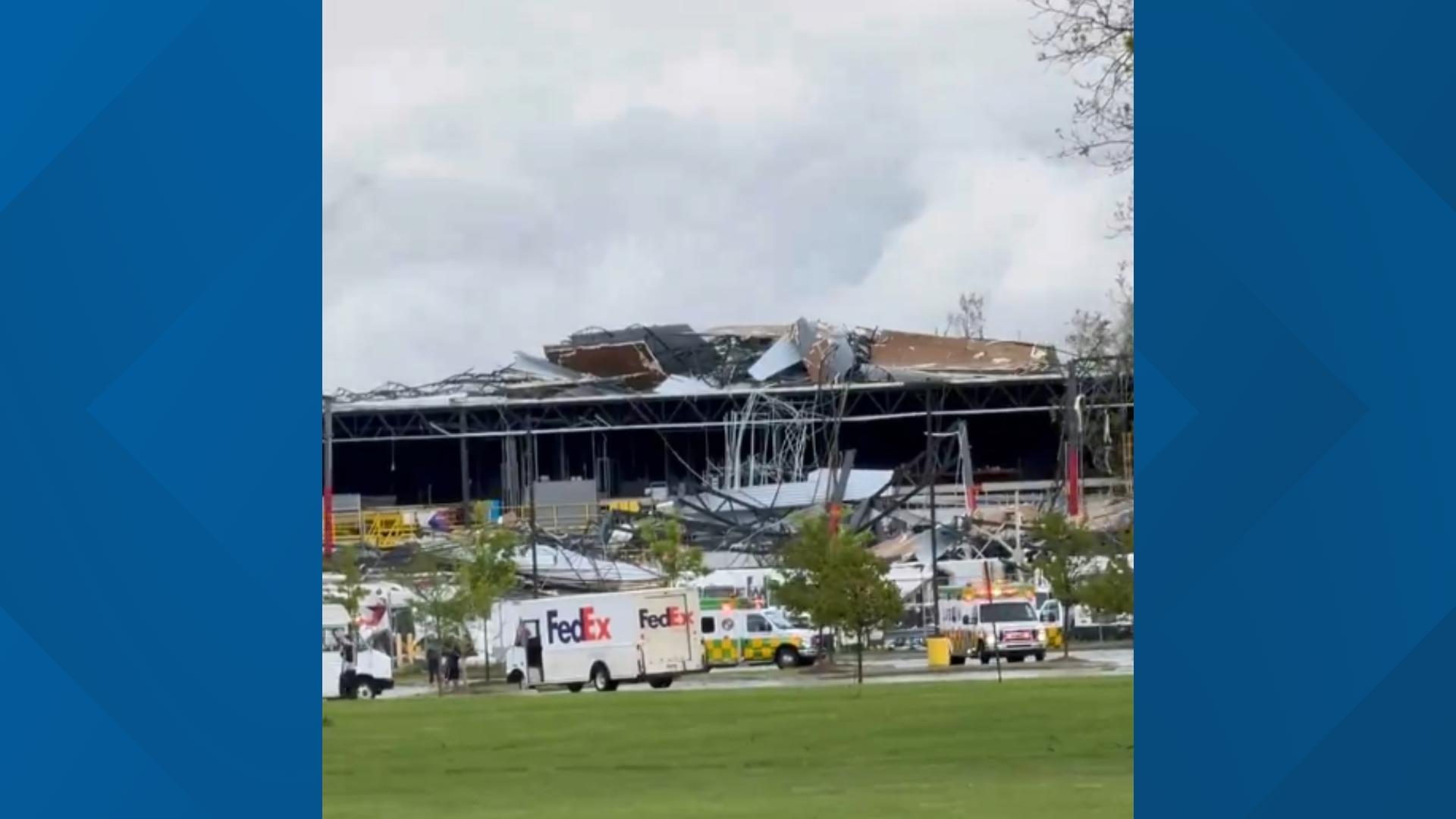 Video of damaged FedEx building in Kalamazoo
