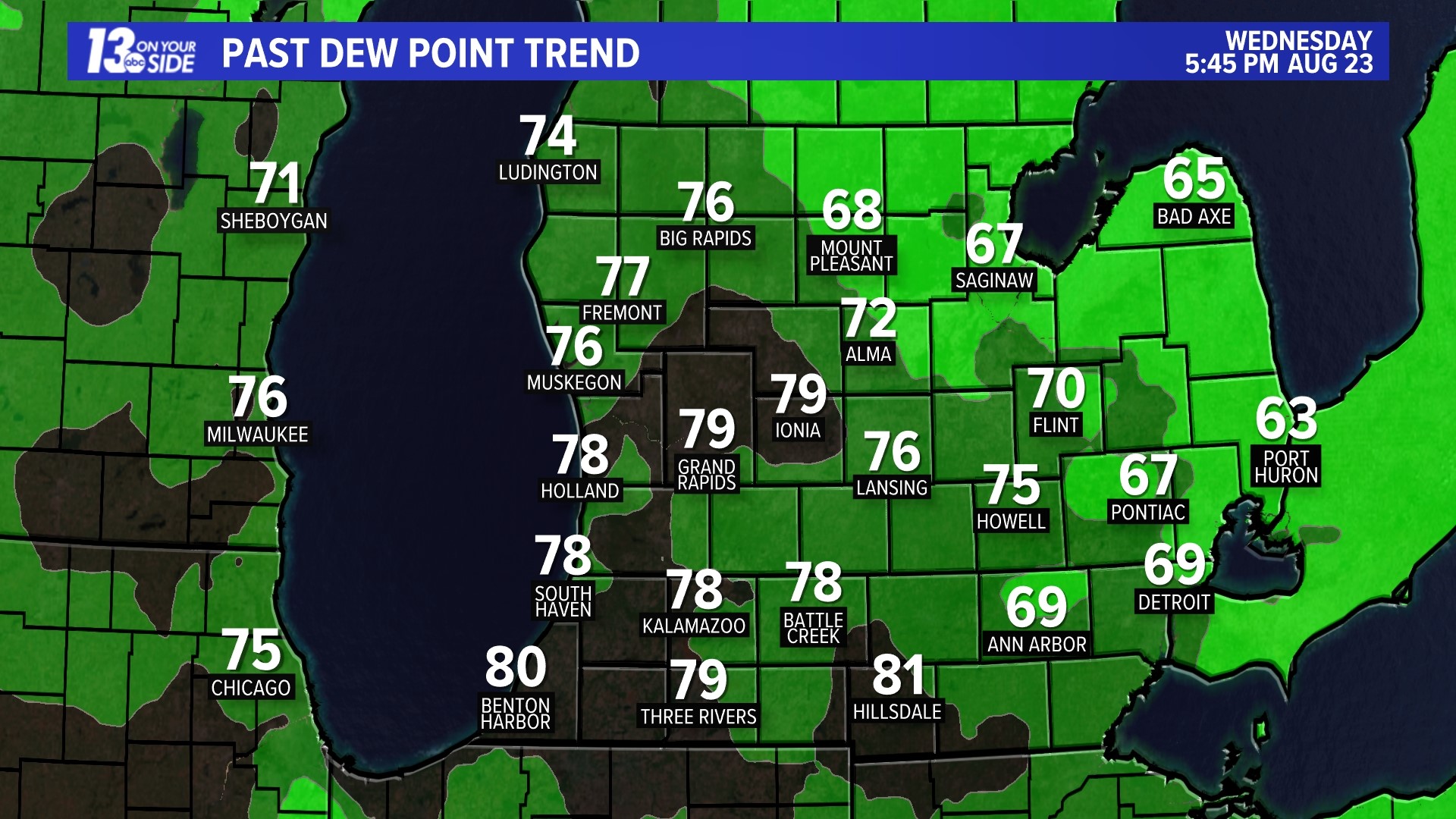 Dew Point Trend - August 23, 2023