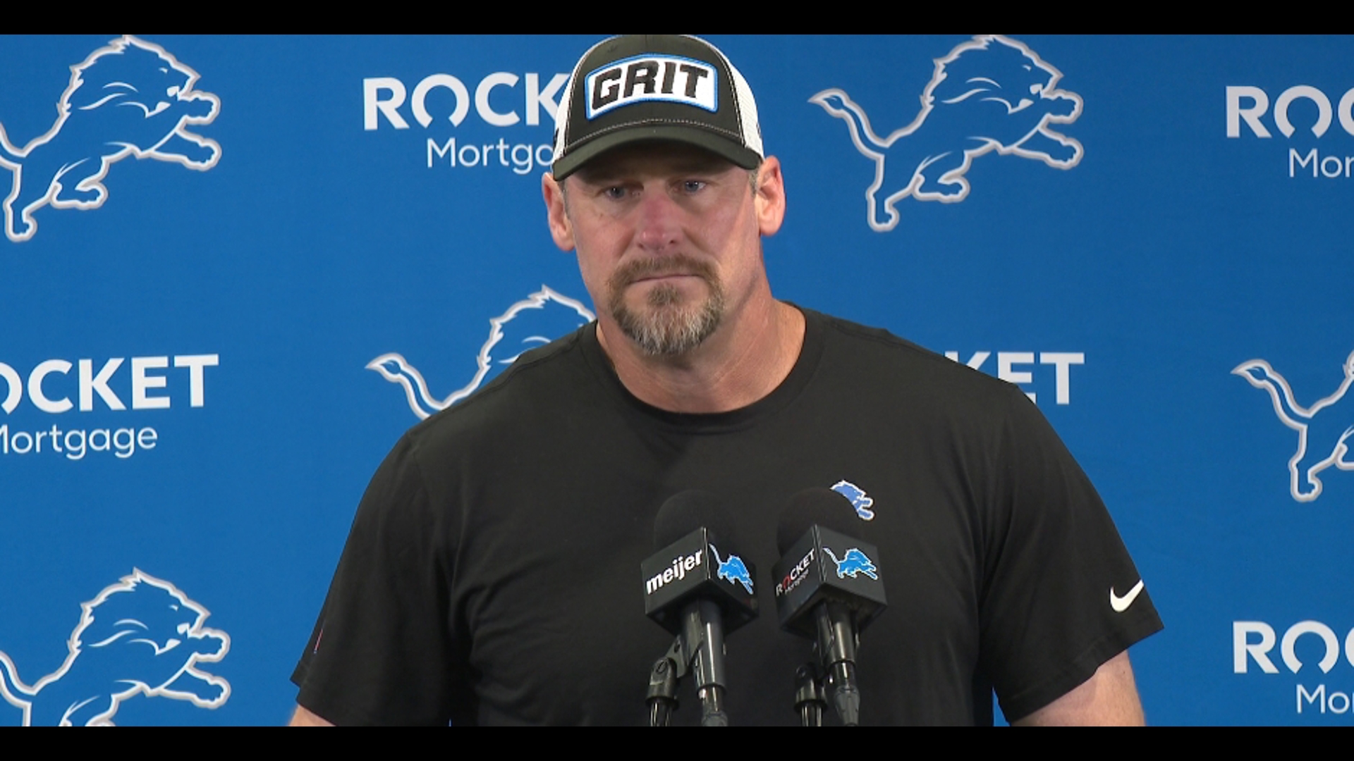 Dan Campbell opens training camp with a press conference.