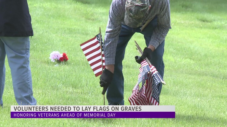 Local American Legion Post asking for volunteers to place flags on veterans' graves