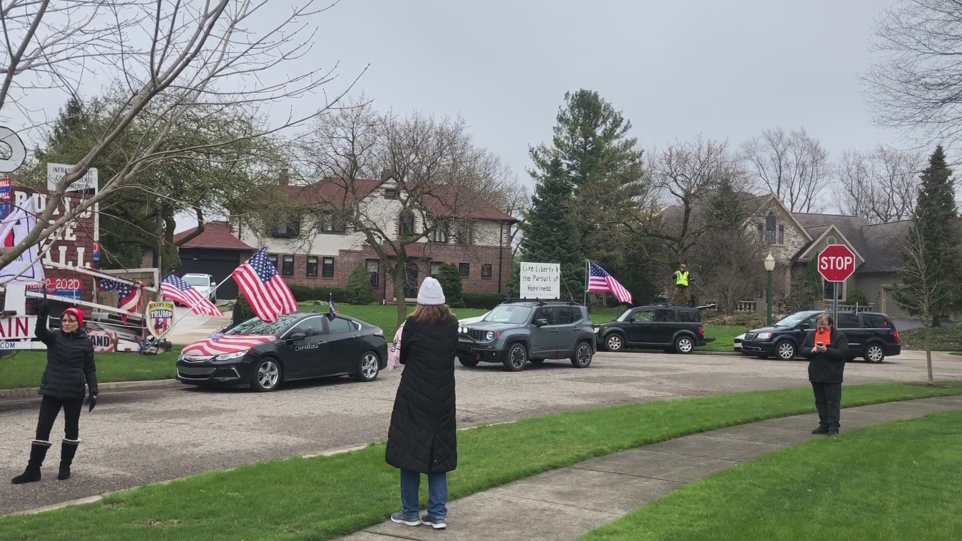 A protest was help Thursday outside Gov. Gretchen Whitmer's house