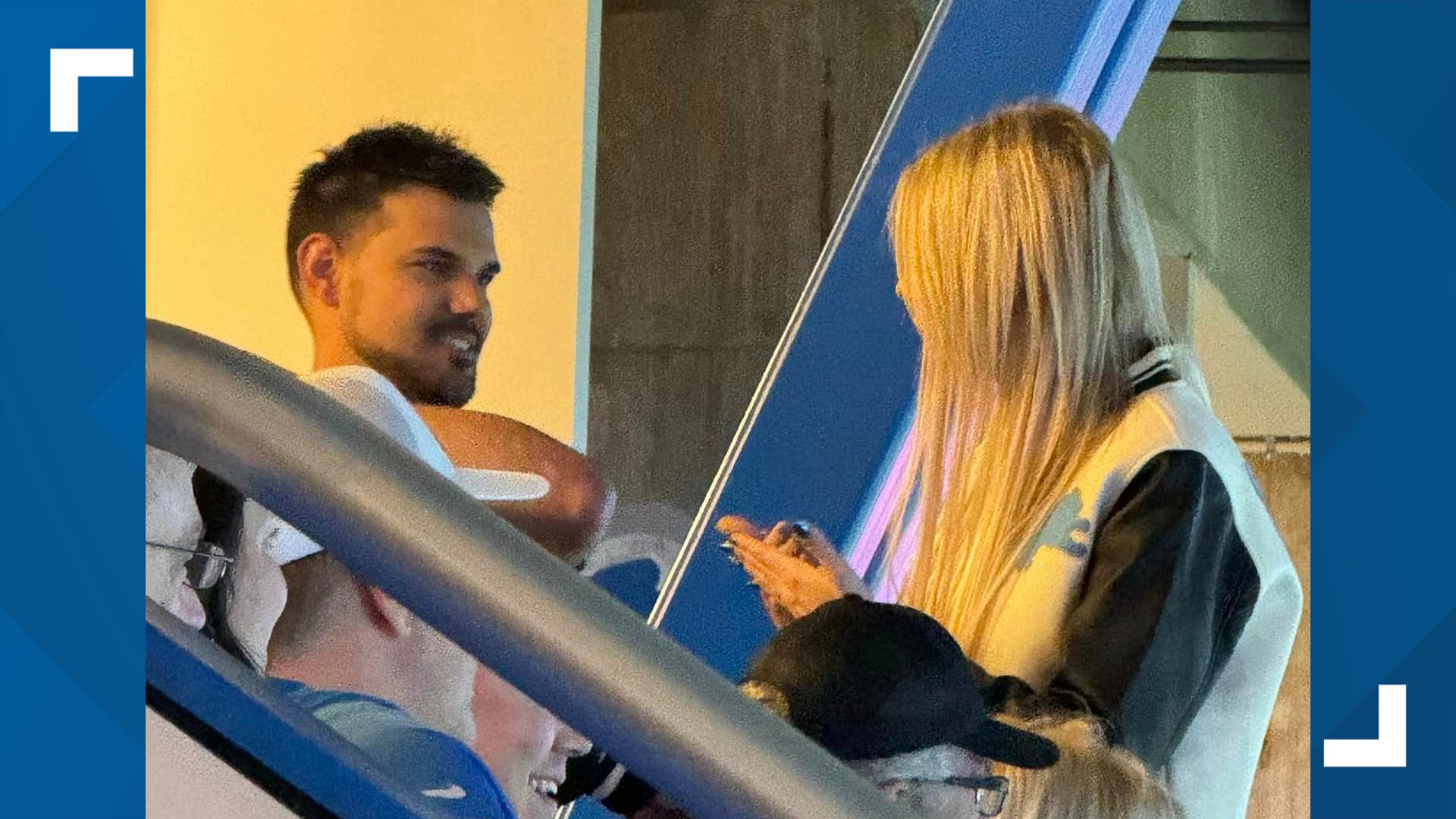 Actor Taylor Lautner showing his support for the Detroit Lions in the their playoff win against the Los Angeles Rams Sunday night.