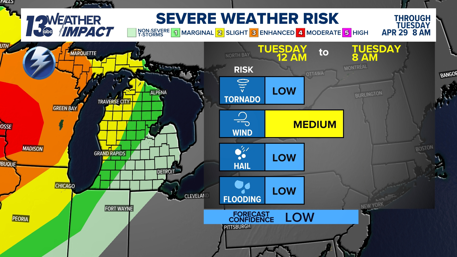 Low-end, isolated severe weather risk late Monday night into Tuesday ...