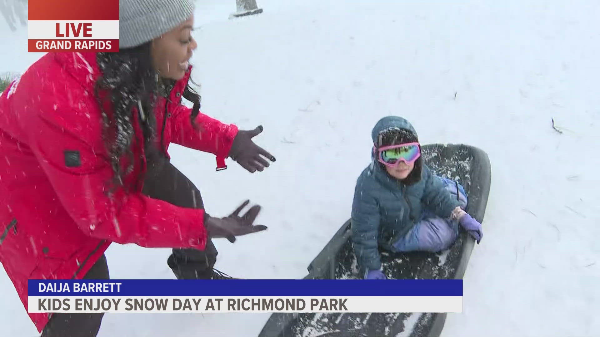 With many school districts closed for the day, many families took time to check out neighborhood sledding areas. 