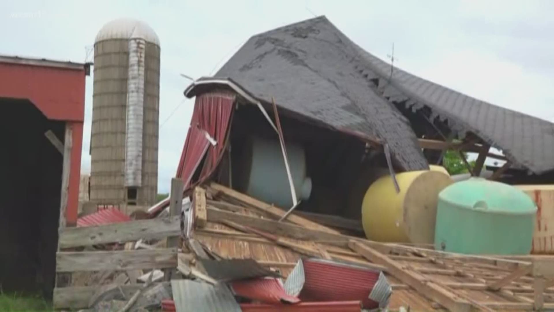 Barry County tornado downs trees, barns