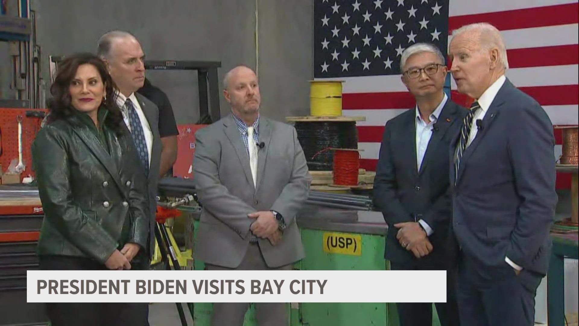 President Joe Biden's visit to a computer chip factory in Bay City, Michigan, continues his push for his economic agenda.