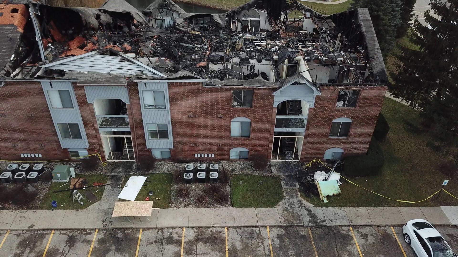 Drone shows aftermath of Green Ridge Apartment fire