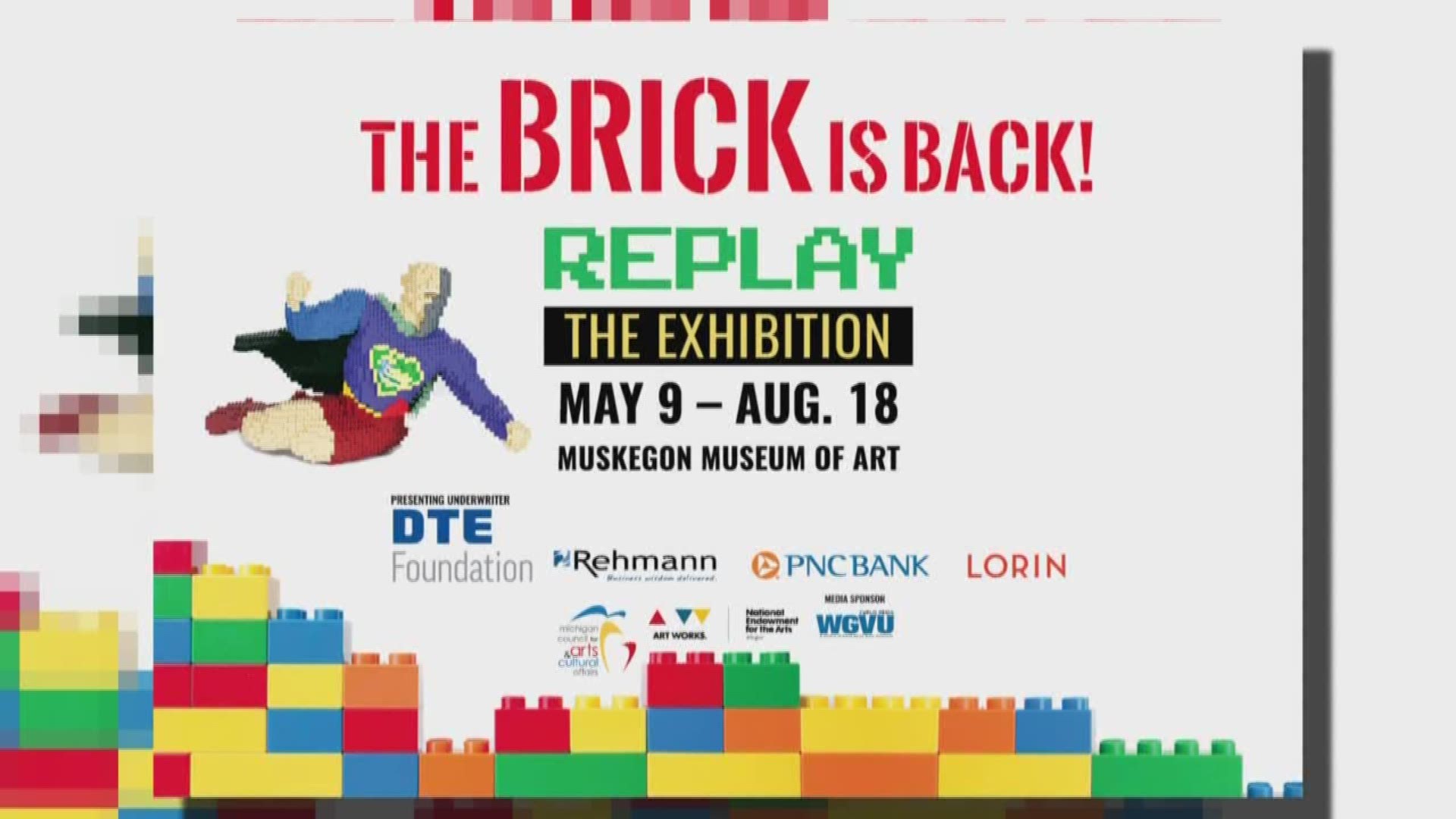 Sculptures created with LEGO bricks returns to the Muskegon Museum of Art in "Replay: The Exhibition". The exhibit features a variety of art from the Millenium Falcon, Pikachu, Donald Duck and more.