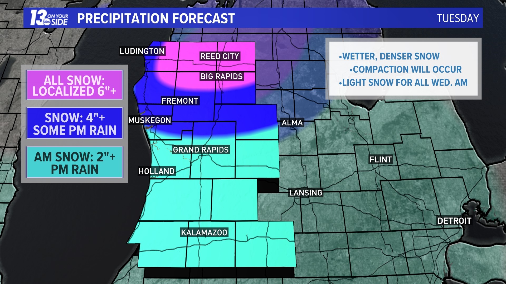 Winter Storm Tracker | Timeline Of Snow Expected In Michigan | Wzzm13.com