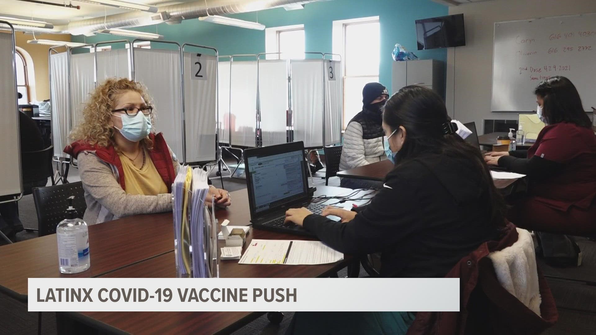 Organization officials say the goal is to get 70% of West Michigan's Hispanic community fully vaccinated by July.