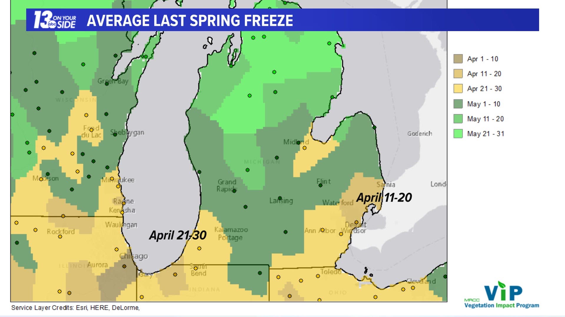 These are the average dates of the last spring freeze in West Michigan.