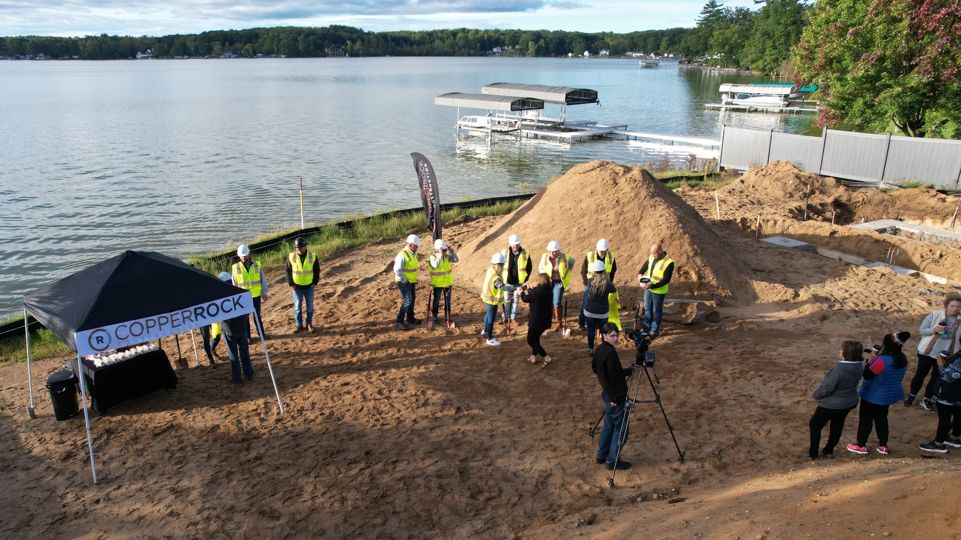 A ground breaking took place today for the new building that will house the Smuggler's Cove restaurant.