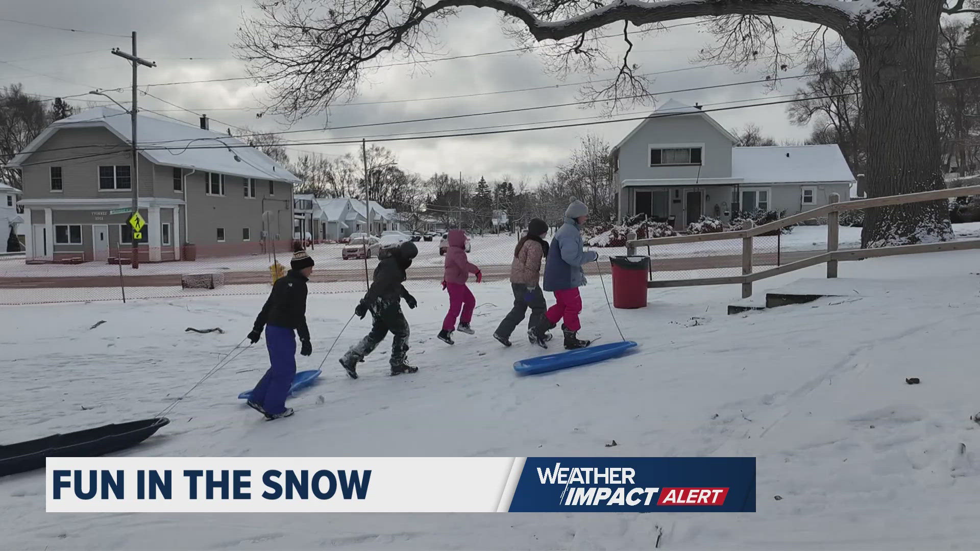 With schools closed across the region, kids took advantage of their snow day by hitting the slopes, sledding and snowboarding.