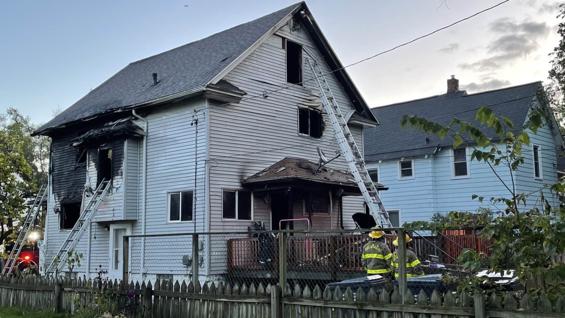 Kalamazoo Public Safety officials said an adult and one child made it out of the fire. Two other children didn't.