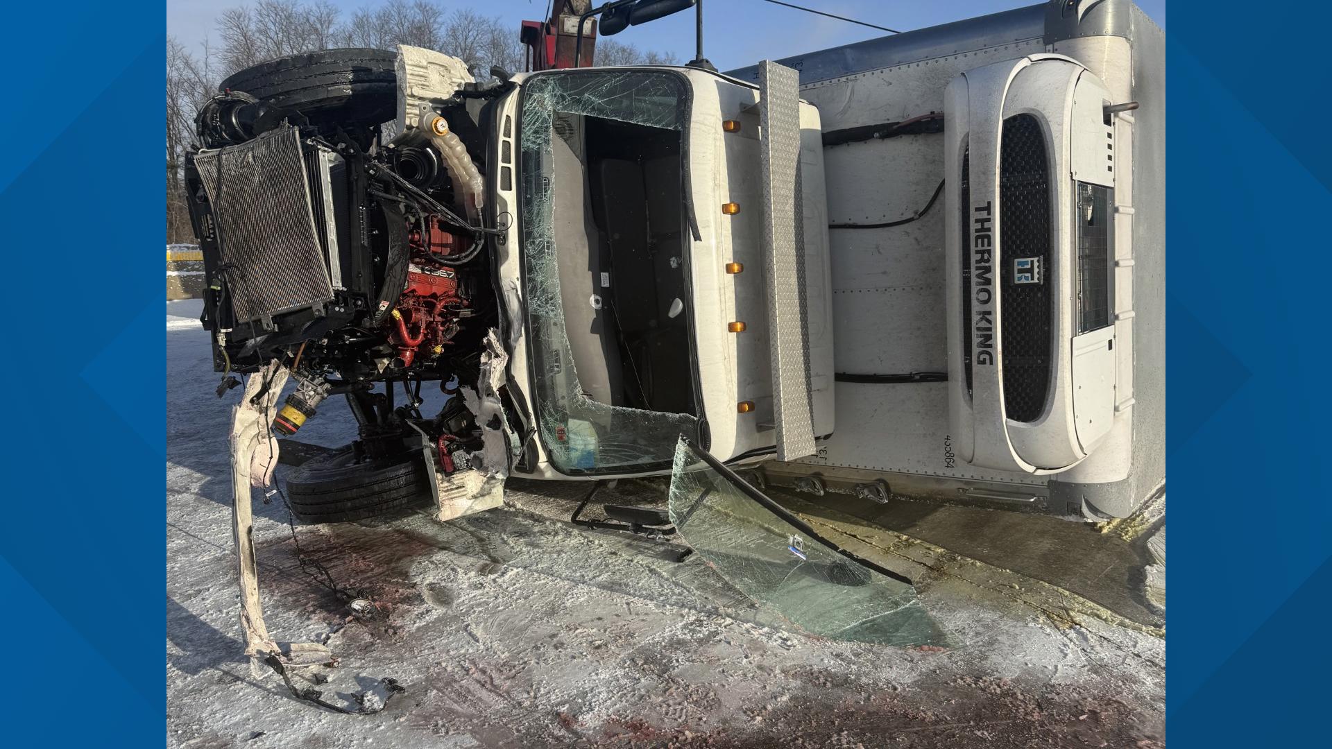 Icy I-94 | Box truck smashes into firetruck attending to different ...