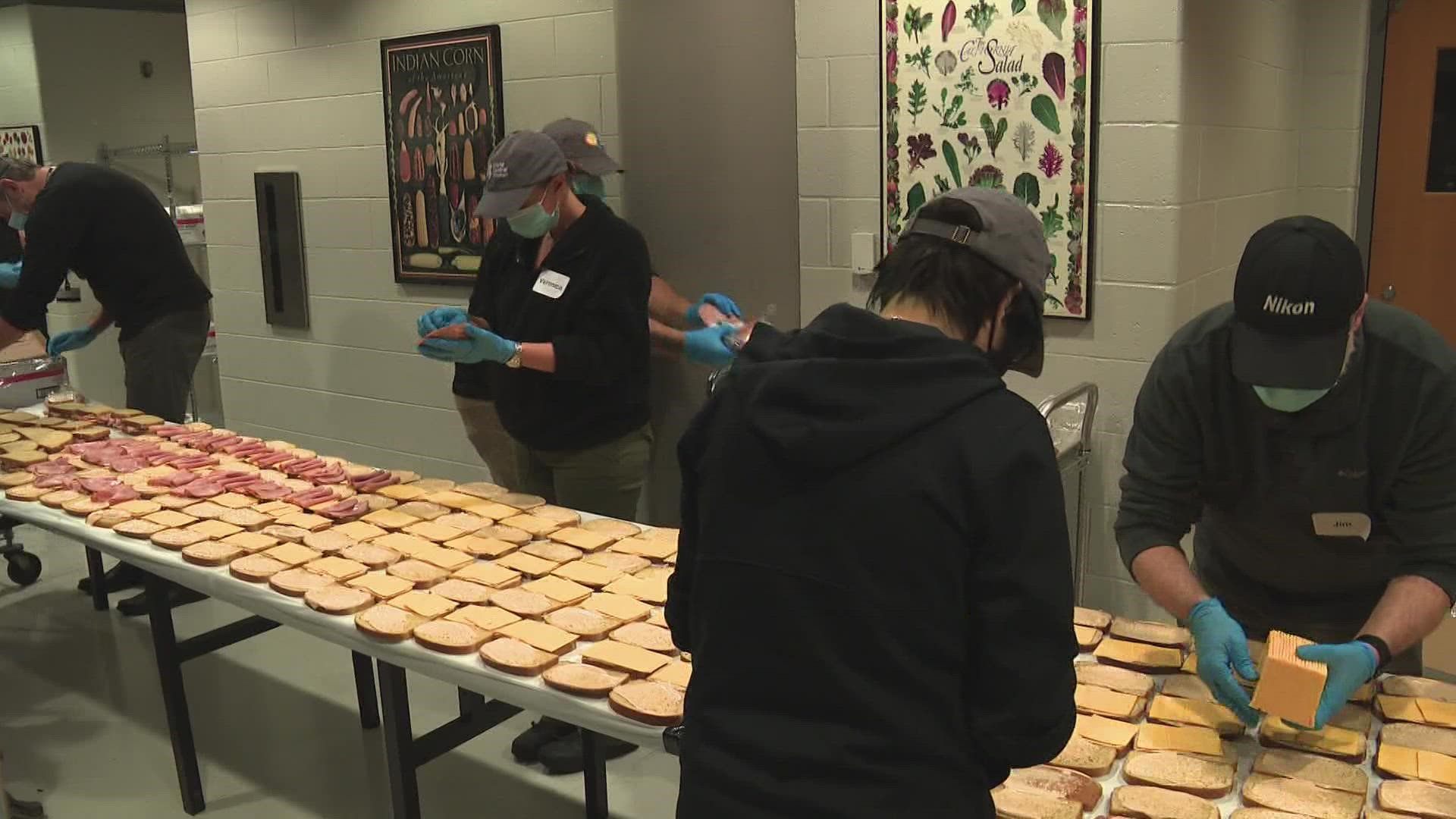 The training held Monday included volunteer management, sandwich-making, mass production and distribution logistics.