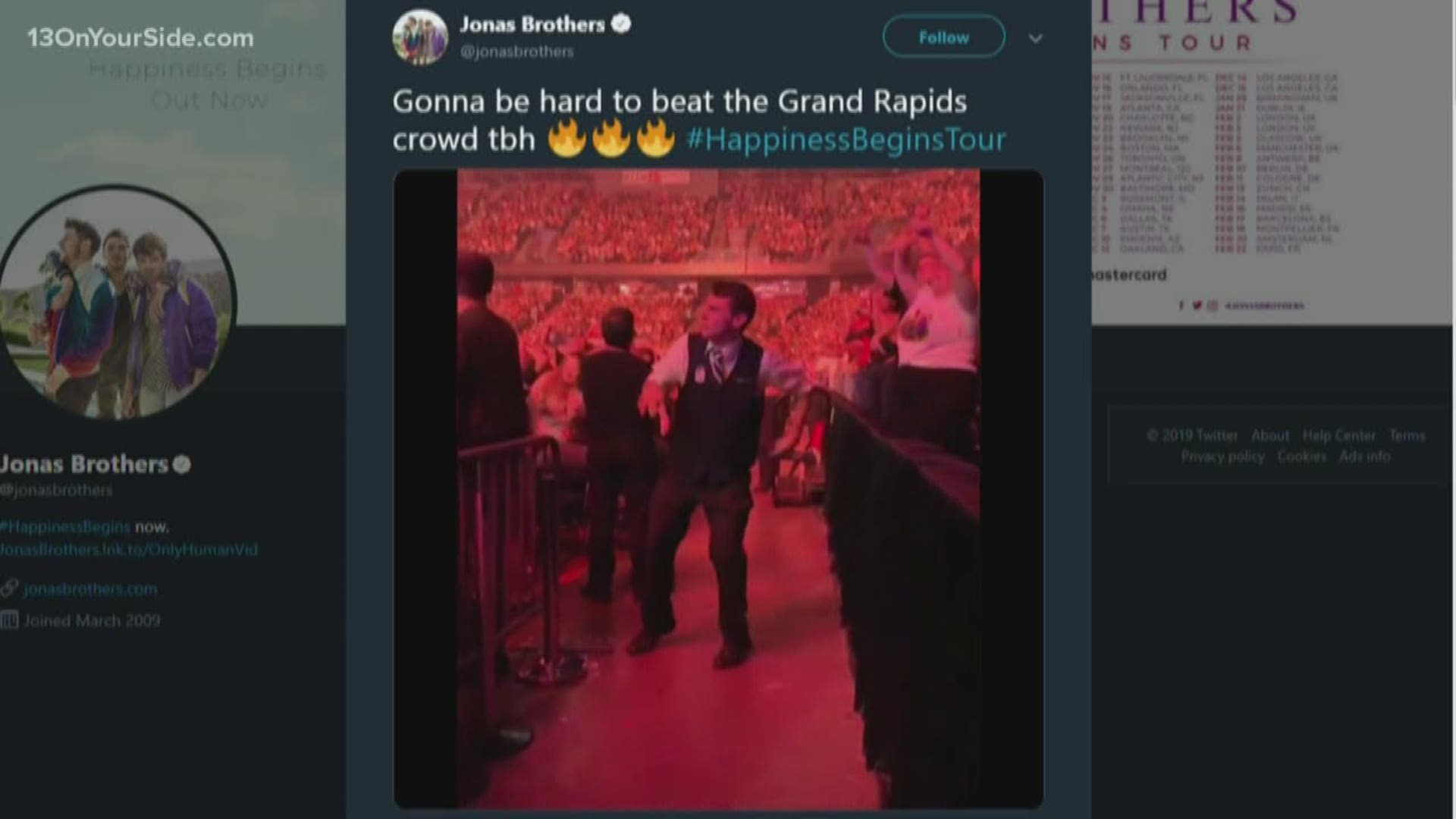 The crowd may have come to see the Jonas Brother, but they got an unexpected bonus at the Van Andel Arena: an usher with some serious moves. The Jonas Brothers tweeted about the star who stole the show, who will be live on Good Morning America Wednesday morning at 7 a.m.