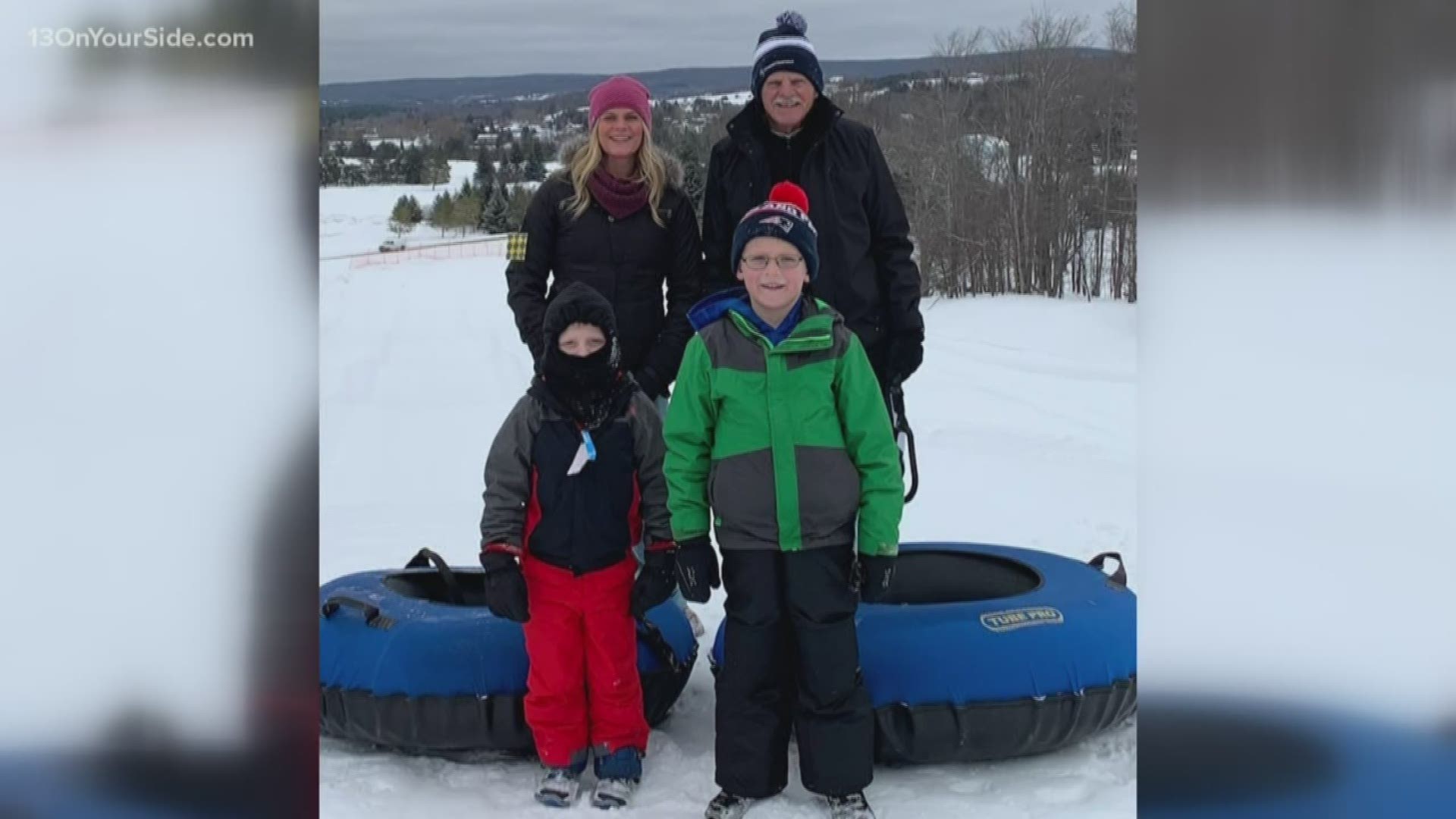 A Byron Center boy tried jumping onto a tube, but overshot it, faceplanting in the snow.