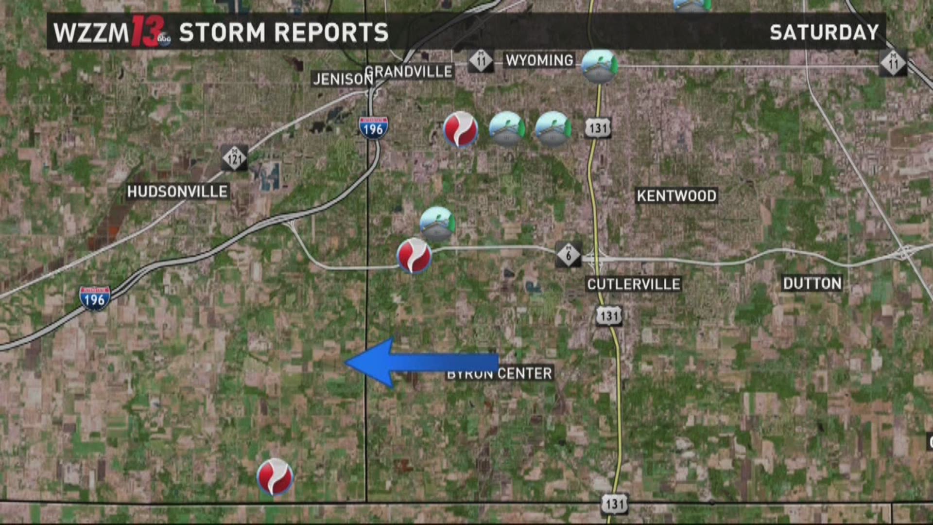 West Michigan tornado report map shows twister touchdowns