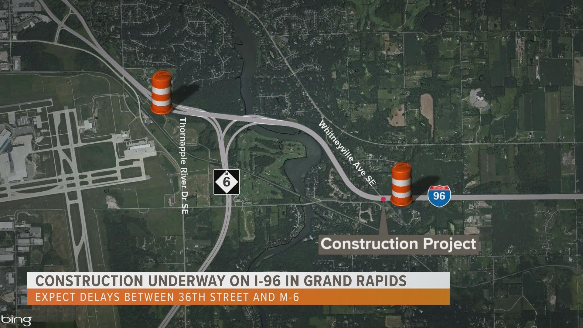 I96 construction underway in Grand Rapids