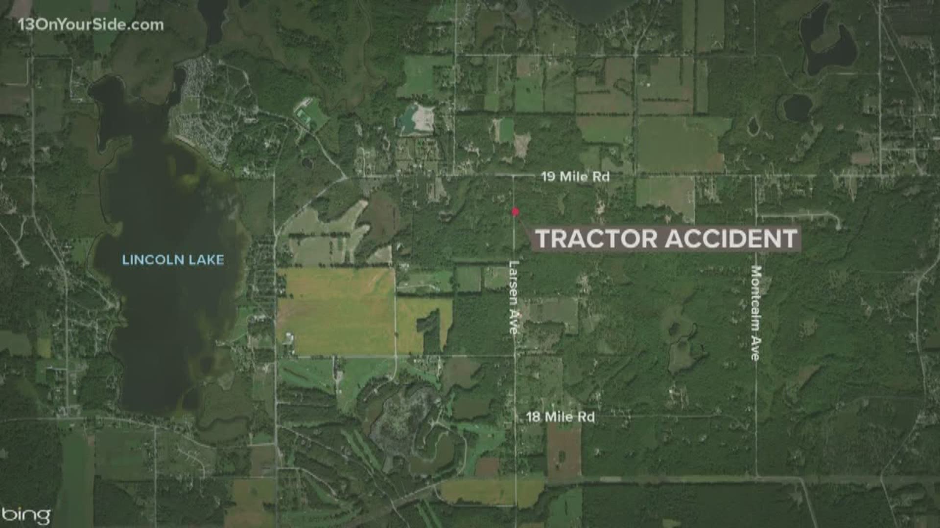 A man was injured in a tractor accident in northern Kent County Tuesday evening. The man was airlifted to the hospital. His condition is unknown at this time.